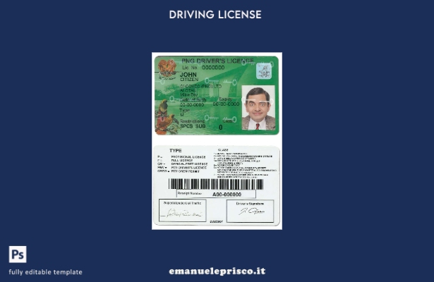 verified style Patente di guida della Papua Nuova Guinea stile verificato – modello presente template